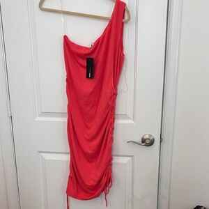 Fashion Nova Vibrant Red One-Shoulder Dress